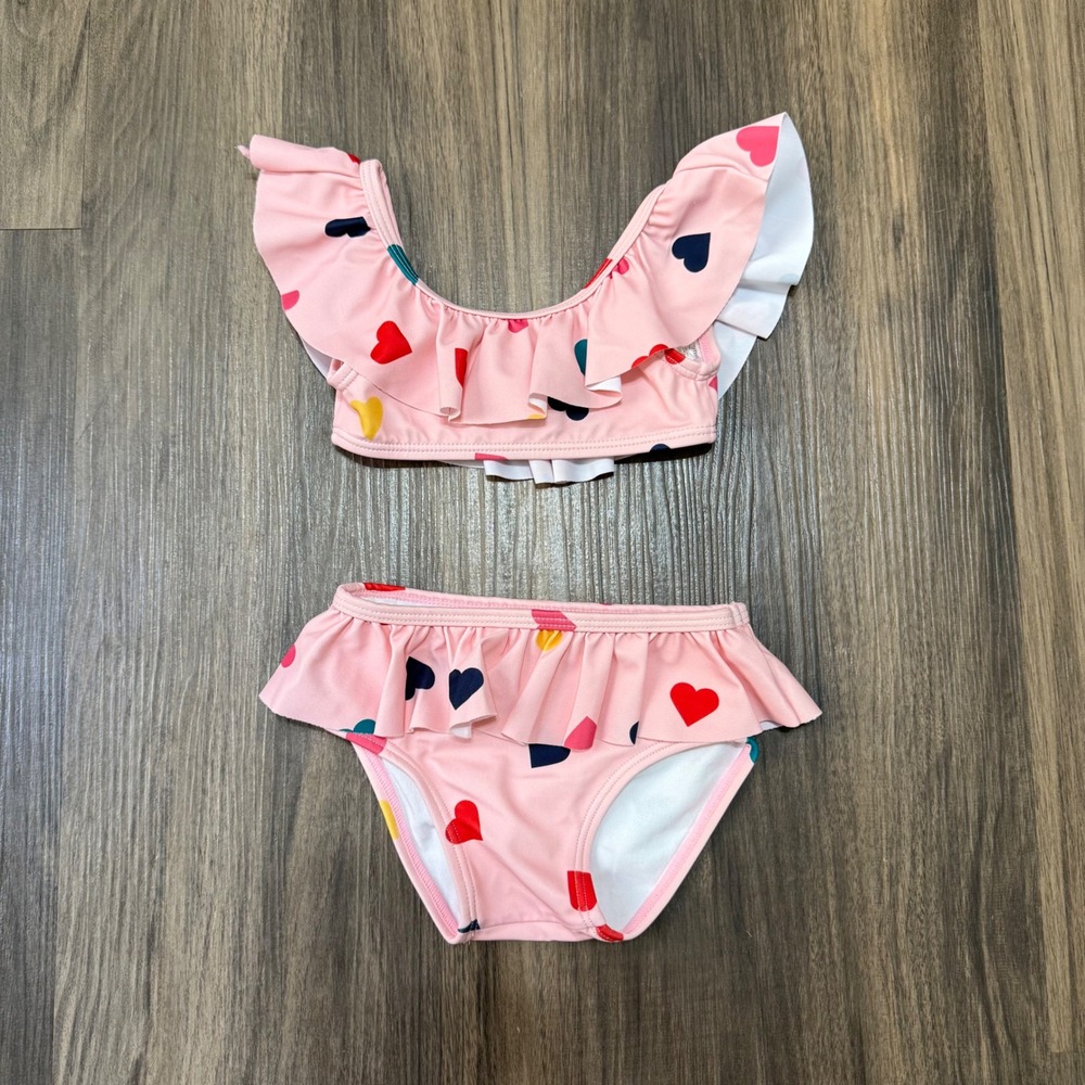 Janie & Jack 6-12 Months Baby Girls Heart Ruffle Bikini Set